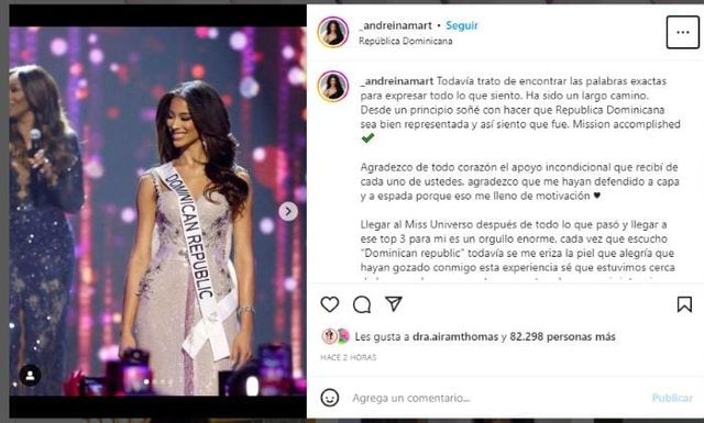 El mensaje de Andreína Martínez tras participar en Miss Universo