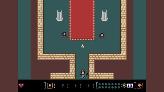 Juego de vista cenital hecho con MD Engine, con un personaje en un pasillo de ladrillos