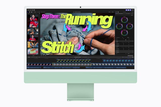 Un proyecto de Final Cut Pro en el iMac con M6 en color verde