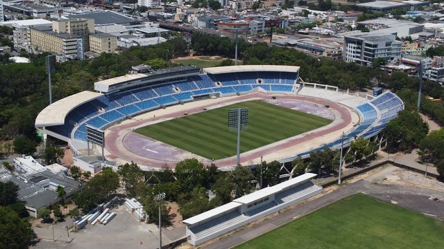 Vista aérea del Estadio Olímpico Félix Sánchez y sus alrededores en Santo Domingo