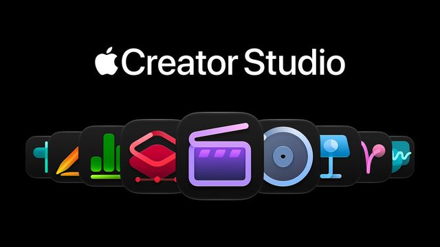 Logo de Apple Creator Studio sobre los íconos de Final Cut Pro, Logic Pro, Keynote, Numbers y otras apps del paquete