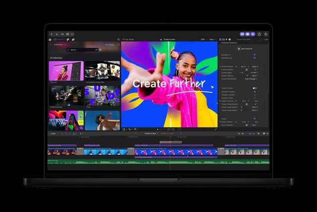 Pantalla de MotionVFX dentro de Final Cut Pro en una MacBook Pro