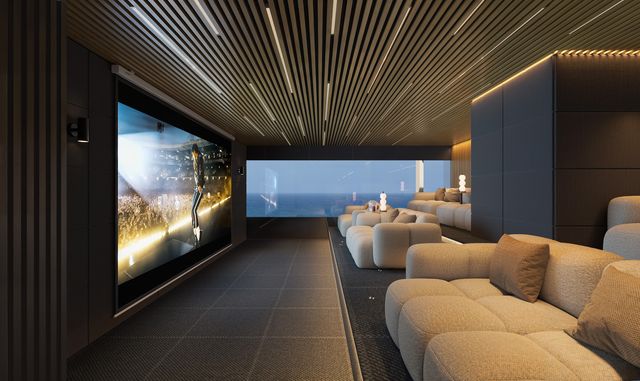 Render de la sala de cine familiar del rooftop de VMAR Juan Dolio
