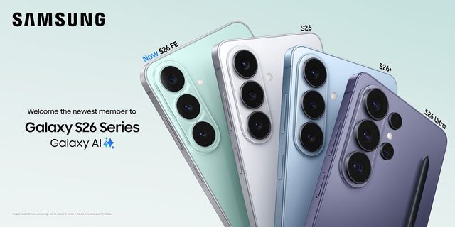 La familia Galaxy S26 con el nuevo S26 FE junto a los S26, S26+ y S26 Ultra