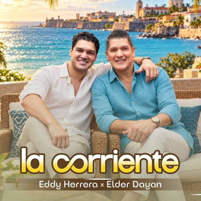 Portada de «La Corriente» con Eddy Herrera y Elder Dayán sentados frente al mar