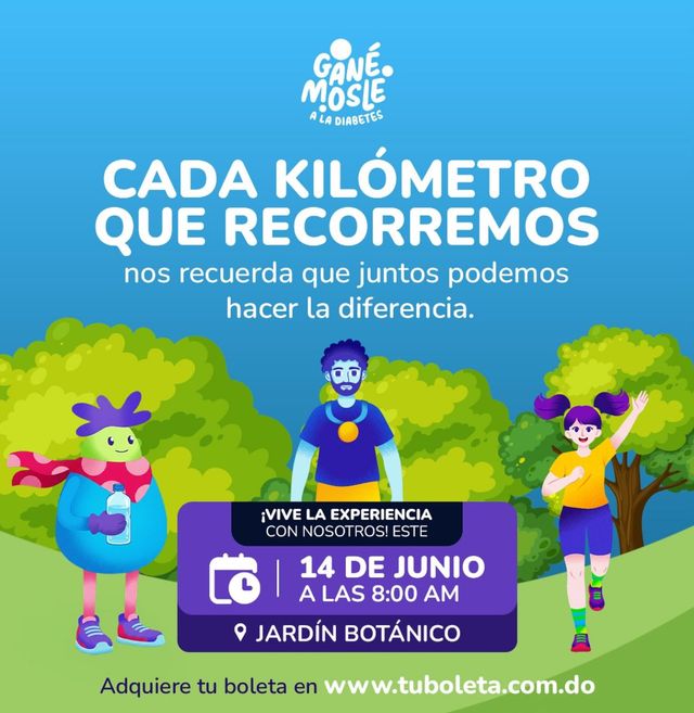 Afiche de la caminata Ganémosle a la Diabetes 2026, el 14 de junio en el Jardín Botánico
