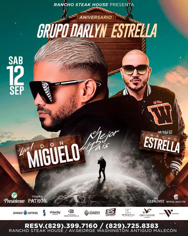 Afiche del aniversario del Grupo Darlyn Estrella el sábado 12 de septiembre en Rancho Steak House