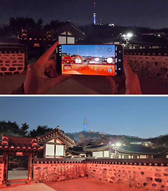 Foto nocturna de Seúl tomada con el modo Nightography del Galaxy A57