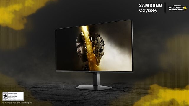 Monitor Samsung Odyssey con un soldado de Call of Duty: Modern Warfare 4 en pantalla