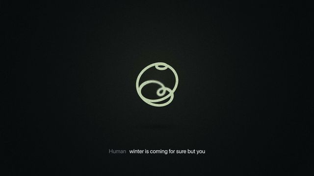 Logotipo de Dessa, una espiral verde sobre fondo negro, con un subtítulo de conversación en inglés