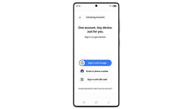 Pantalla de inicio de sesión de Samsung Account en un teléfono Galaxy