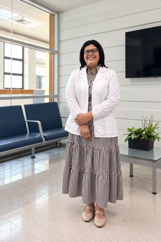 La doctora Alcestis Salazar Polanco en una sala de espera