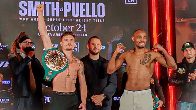 Dalton Smith y Alberto Puello en el pesaje oficial en Sheffield