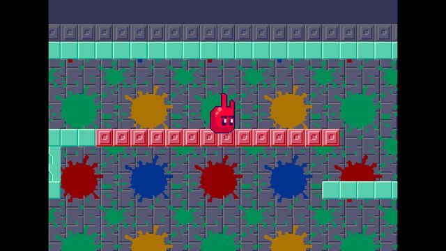 Juego de plataformas hecho con MD Engine con manchas de pintura de colores