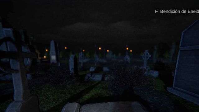 Cementerio con cruces y lápidas de noche en El sonido de un sueño