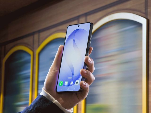 Un Galaxy S26 Ultra con la pantalla de privacidad activada en un tranvía