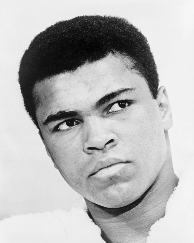 Retrato en blanco y negro de Muhammad Ali en 1967