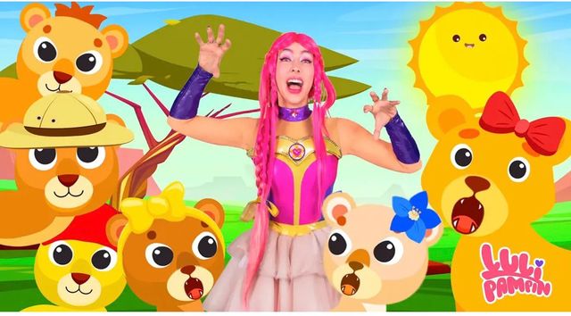 Ilustración de Luli Pampín rodeada de leones animados
